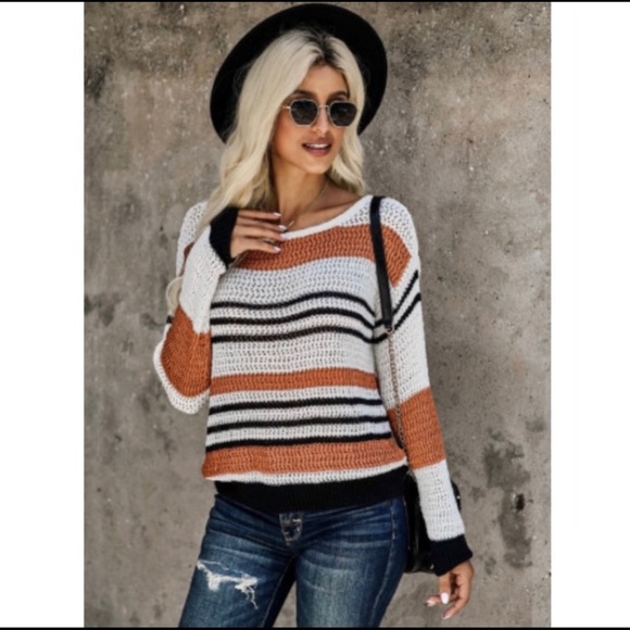 NO BRAND | Striped Knit Sweater - Picture 5 of 6